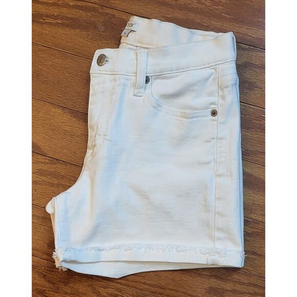 J. Crew White Mid-Rise Raw Cuffed Hem Denim Shorts Size 26 - Picture 7 of 8